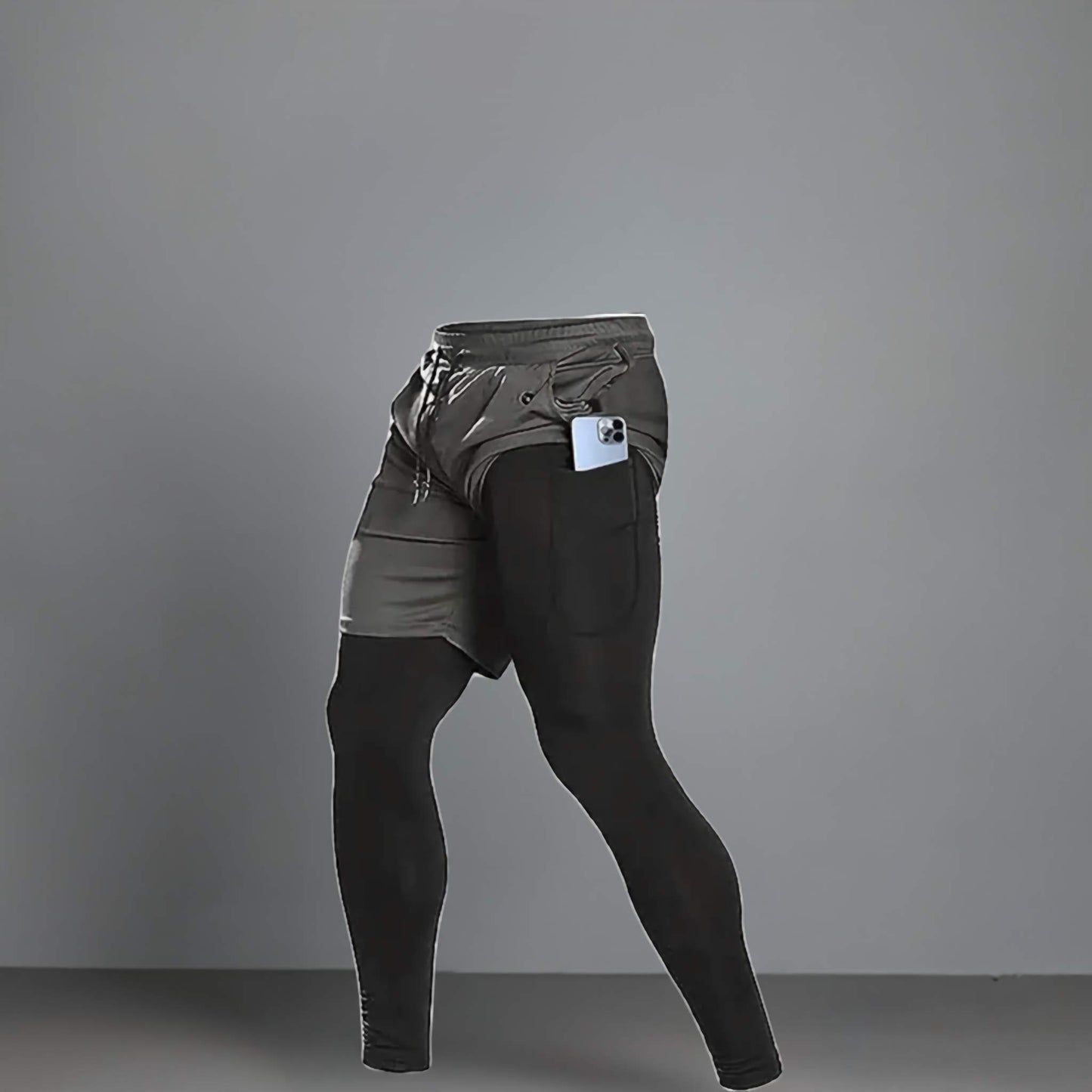 Ken Mitchell Gym Workout 2-in-1 Compress Sportswear Running Shorts-Pants for Men